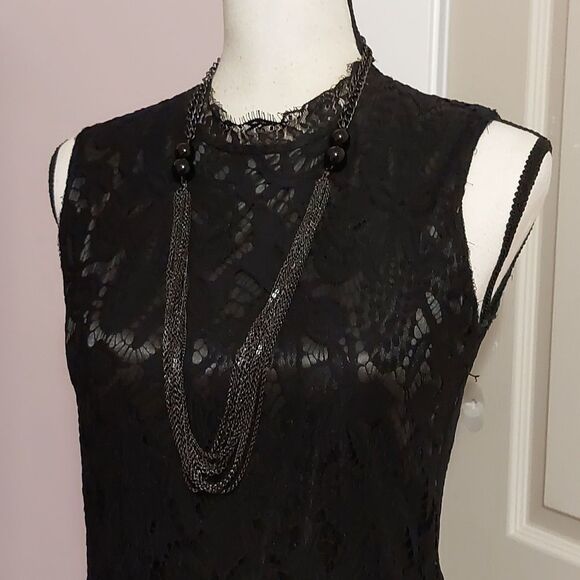 Talbots Black Multistrand with Black Glass Beads Statement Necklace - Picture 3 of 6